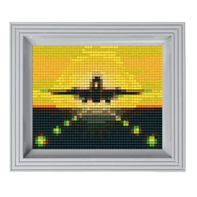 Immagine di Pixel P31212 Scatola Regalo a Mosaico per l&#039;atterraggio di Un Aereo, Immagine Cornice, Sistema innesto Molto Semplice, Senza Stirare e incollare, sassolini in bioplastica