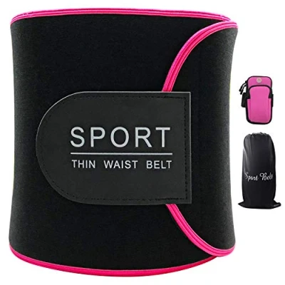 Immagine di Baozun Fascia Addominale Dimagrante, Cintura Dimagrante Donna per Bruciore di Stomaco e Schiena Supporto Lombare Regolabile in Sauna Neoprene 45 Pollici con Bracciale Pink