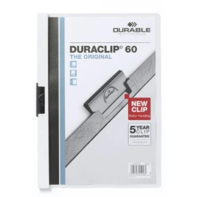 Immagine di Durable 220902 Duraclip 60, Cartellina con Clip per Archiviare Documenti, Capacità 1 60 Fogli, Formato A4, Confezione da 25 Pezzi, Bianco