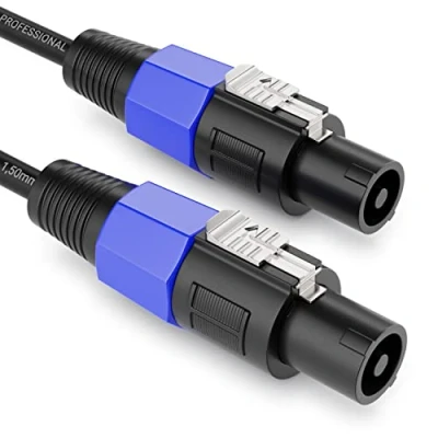 Immagine di deleyCON 10m Cavo per Altoparlante PA Qualità da Studio in Puro Rame OFC Bipolare 2x 1,5mm² (AWG15) 7,2mm Bloccaggio Metallo