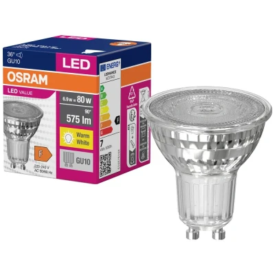 Immagine di OSRAM 4058075096646 LED (monocolore) ERP F (A G) GU10 Riflettore 6.9 W = 80 Bianco caldo (Ø x A) 50 mm 1 pz.