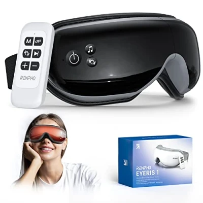 Immagine di RENPHO Eyeris 1 Massaggiatore per gli occhi con Telecomando e Calore, Maschera musica Bluetooth, Relax affaticamento occhi, riscaldato viso