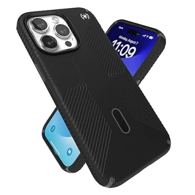 Immagine di Speck custodia per iPhone 15 Pro Max ClickLock antiscivolo Interlock, compatibile MagSafe, presa di protezione contro le cadute, resistente ai graffi, morbida al tatto, telefono da 6,7