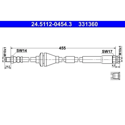 Immagine di ATE 24.5112 0454.3 Tubi Freno 454 M10x1 FIAT: Punto II Hatchback