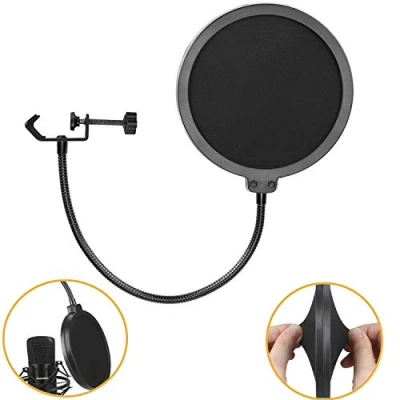 Immagine di Microfono Pop Filter Swivel con protezione antirumore a doppio strato Parabrezza per Blue Yeti Snowball e altri studi di registrazione Mic