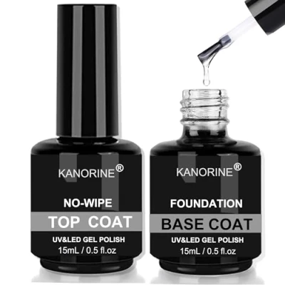 Immagine di Kanorine Smalto gel per soak off lampada UV LED base + top coat, 2 smalti da 15 ml