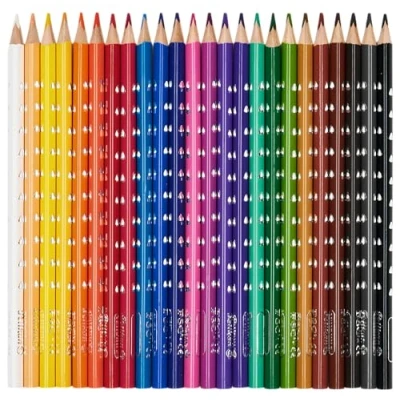 Immagine di Pelikan Silverino, Matite Colorate con Fusto Triangolare e Impugnatura Ergonomica per Bambini, Pastelli dai Colori Intensi Lavabili, Astuccio da 24