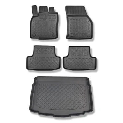 Immagine di Mossa Set: tappetini in TPE + tappetino per bagagliaio compatibili con Volkswagen T Roc SUV (12.2017 ) inferiore; pavimento mobile nella posizione più alta G