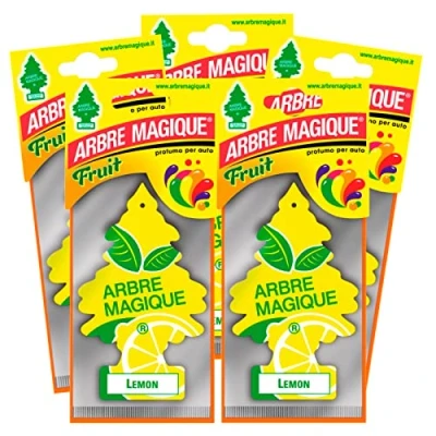 Immagine di Arbre Magique Mono, Profumatore Auto, Fragranza Lemon, Profumazione Fresca e Fruttata, Durata fino a 7 Settimane, Made in Italy, Confezione da 5 Pezzi