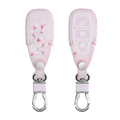 Immagine di kwmobile Coprichiave Compatibile con Ford 3 tasti Keyless Go Cover Chiave Guscio Protettivo Copri Telecomando Auto Similpelle Magnolie