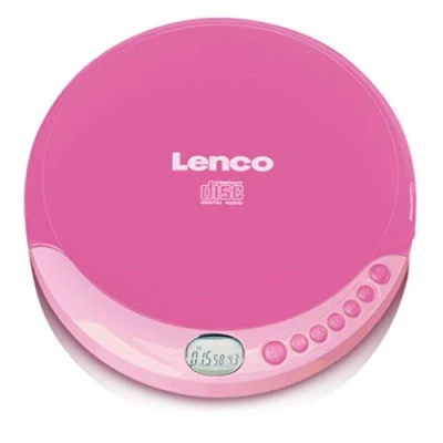 Immagine di Lenco CD 011PK Tragbarer Player mit batteriebetriebener Funktion LCD Bildschirm Diskman Walkman Kopfhörer und integriertem Micro USB Anschluss Rosa