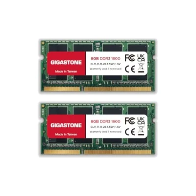 Immagine di [RAM DDR3] Gigastone Computer portatile RAM 16GB (2x8GB) DDR3 1600MHz PC3 12800 Unbuffered Non ECC 1.35V CL11 SODIMM di Memoria 204 Pin Ideale per Laptop (SOLO Laptop)