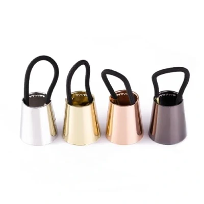 Immagine di Elastico per capelli, in metallo, coda di cavallo, da donna, 4 pezzi (nero, argento, oro, oro rosa)
