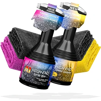 Immagine di detailmate Dr. Wack Auto Detailing Set Dr.Wack A1 High End Speed Detailer 500 ml + Spray Wax 4 panni in microfibra Lucida e effetto loto