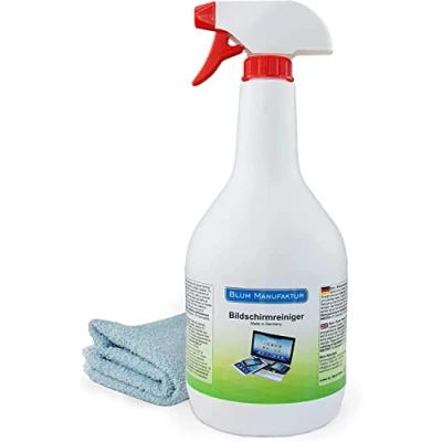 Immagine di Blum Manufaktur 1000ml Pulizia dello schermo + panno microfibra. perfetta di tutti gli schermi e display. senza striature strisce.