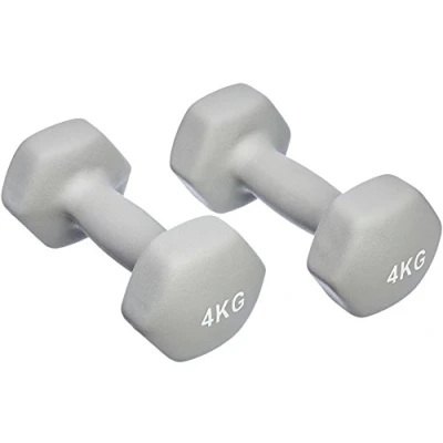 Immagine di Amazon Basics Coppia di manubri in neoprene, 8kg (2 x 4 kg), Grigio