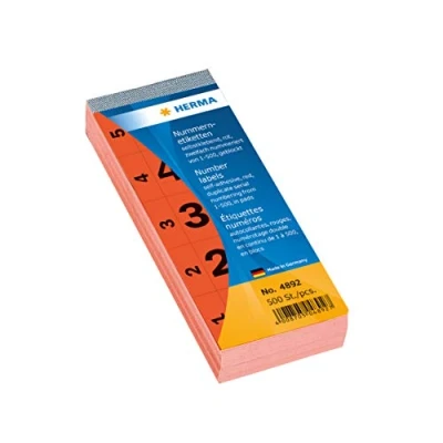 Immagine di Herma Number blocks self adhesive 1 500 red 28x56mm