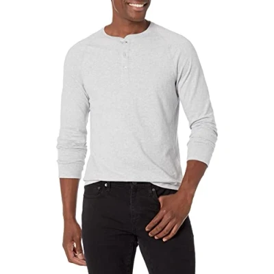 Immagine di Amazon Essentials Maglia con Collo Serafino a Maniche Lunghe Slim Uomo, Grigio Chiaro Puntinato, XL