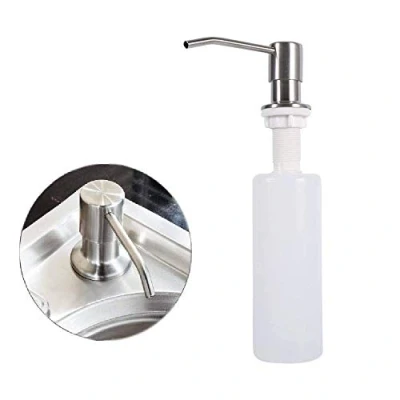 Immagine di Ritte Dispenser Sapone per Lavandino, Lavandino in Acciaio Inossidabile, 250ml Argento Inossidabile Accessori Lavello, da Cucina