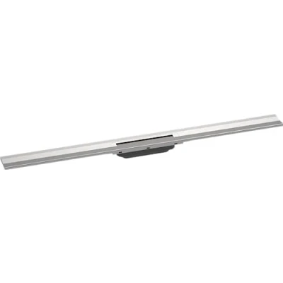 Immagine di hansgrohe RainDrain Flex set di canalina doccia accorciabile, canale drenaggio 1000 mm, scarico a pavimento per montaggio filo muro, acciaio inox spazzolato