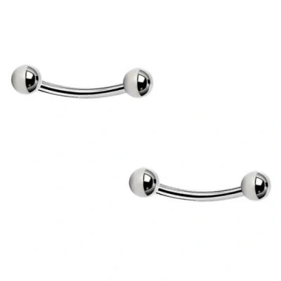 Immagine di DENI 2 piercing per capezzolo, a banana, lunghezza 10 mm, spessore 1,2 sfere da 3 mm., Argento