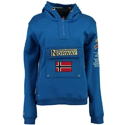 Immagine di Geographical Norway Felpa con cappuccio da uomo a maniche lunghe modello GYMCLASS, Blu elettrico, XXL
