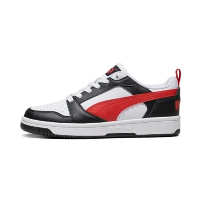 Immagine di Puma Rebound V6 JR Unisex Sneakers basse per bambini, Taglia: 35.5, White/for all time red/black Finta pelle di alta qualità