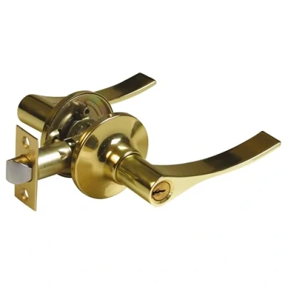 Immagine di Amig Set di maniglie d&#039;ingresso Sinistra con Serratura Rosetta per porte Maniglia ideale in legno Zamak Dorato 60/70 mm