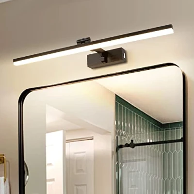 Immagine di LED Lampada da Parete Temperatura Colore Regolabile, 60cm 12W Applique Illuminazione per Pareti Bagno Nero Spazzolato Luci Esposizione con Testa Della Girevole Lettura Faretti Muro