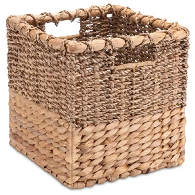 Immagine di Decorasian Cesto portaoggetti intrecciato in giacinto d&#039;acqua e zostera, quadrato, S = 24 cm