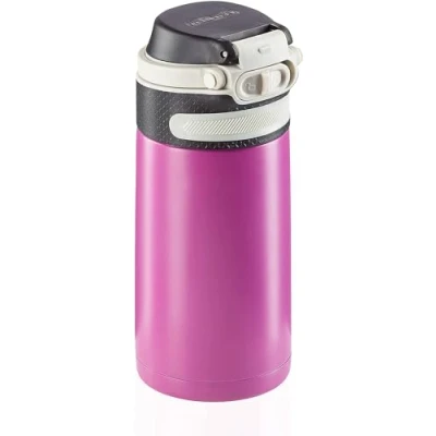 Immagine di Leifheit Flip Borraccia termica 350 ml, acciaio con chiusura ermetica e resistente al calore, Pratico thermos caffè portatile, lilla