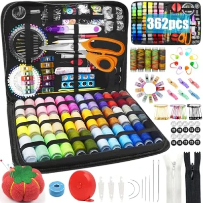 Immagine di TAVADA 362pcs Kit da Cucito,Set Cucito,Kit Cucito Set contiene 41 Rotoli di Filo Colorato,Set con Accessori Cucire Cassetta Degli Attrezzi,per Casa,Principianti,Viaggiatori