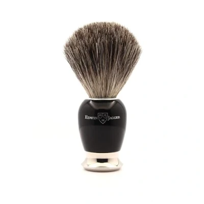 Immagine di Edwin Jagger 81SB586AMZ Classico pennello da barba esfoliante in puro tasso imitato di ebano con supporto per crema o sapone uomo e donna (nero)