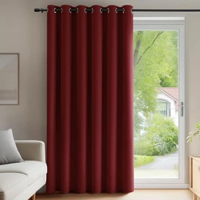 Immagine di Deconovo tende oscuranti termiche anti freddo, 200 x 280 cm (larghezza altezza), per camera da letto ragazza, design moderno con occhielli, no?l rosso, 1 pezzi