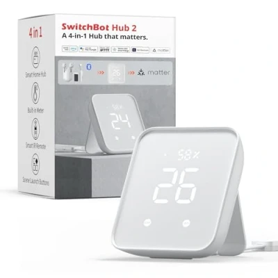 Immagine di SwitchBot Hub 2, Termometro di WiFi, Igrometro, Telecomando con IR, collega alla Rete Wi Fi (2,4 GHz), compatibile Alexa&amp;Google Assistant