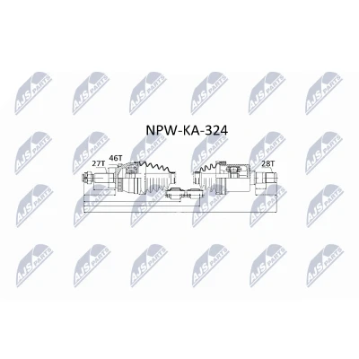 Immagine di NTY NPW KA 324 Albero motore / Semiasse Assale anteriore 970 Cambio manuale KIA: cee‘d I Station Wagon, Hatchback, Pro Hatchback