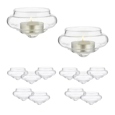 Immagine di Relaxdays Vasetti Portacandele Galleggianti, Set 12, Porta Candele e Lumini da Acqua, HxD 4,5 x 8 cm, Vetro, Trasparente