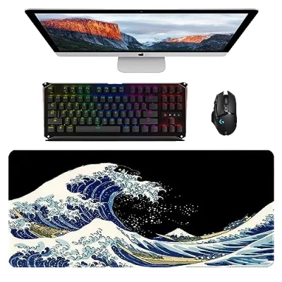 Immagine di Tappetino Mouse Gaming, Grande Pad XXL Confortevole, Oversize Desk Mat, Gaming con Base, Mousepad per Giocatore Ufficio e Giochi Computer PC Laptop, 900 * 400 3 mm (L 194)