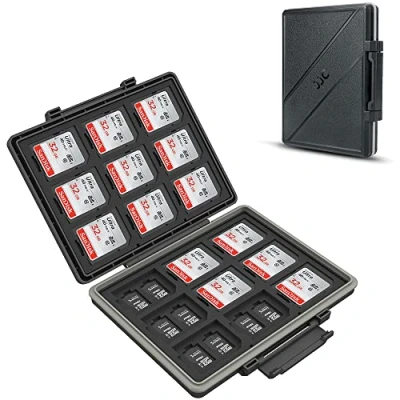 Immagine di JJC Custodia per schede di memoria con 45 scomparti, resistente all&#039;acqua, SD, Micro SD/TF, CFexpress tipo A, B, XQD porta SD
