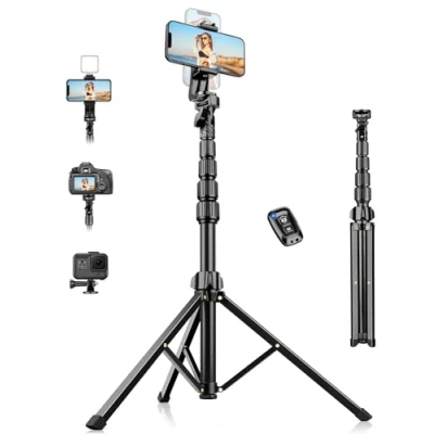 Immagine di Nineigh 190cm Treppiede Smartphone, Alluminio Leggero Cavalletto Smartphone con telecomando e Supporto Telefono Cellulare, Estensibile Selfie Stick per iPhone, Ideal Video Vlog Youtube