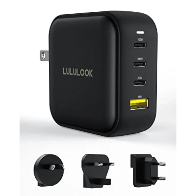 Immagine di LULULOOK Caricatore USB C 100W, 4 Porte GaN, PD 3.0, C, Quick Charge, per Macbook Pro, con Cavo Phone16/15/Samsung S22/Macbook e Altro Ancora