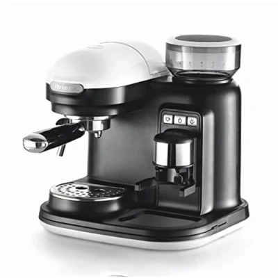Immagine di Ariete 1318 Moderna Macchina per caffè espresso con macinacaffè integrato, in grani e macinato, cappuccinatore schiuma di latte, 1 filtro, 1080 W, 800 cc, bianco
