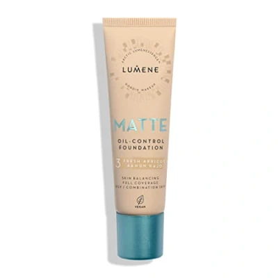 Immagine di Lumene Matt Control, fondotinta senza olio per pelli grasse e miste, copertura completa con Arctic Cloudberry, 30 ml (3 albicocche fresche)