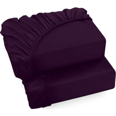 Immagine di Utopia Bedding Set di 2 Lenzuolo con Angoli Una Piazza 160x200cm Porpora Microfibra Spazzolata sotto Elasticizzato
