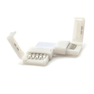 Immagine di RGBW 5 Pin L connettore clip 10 mm; Striscia LED SMD5050; angolare RGB + bianco W