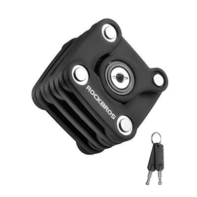 Immagine di ROCKBROS Lucchetto Antifurto per Bici Pieghevole 2 Modelli Disponibili con Chiave e Serratura a Combinazione Forma di Cubo Supporto