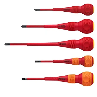 Immagine di VESSEL Cacciavite BALL GRIP VDE (isolati) Crociforma/piatto, set di 5 pezzi