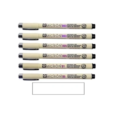Immagine di PIGMA MICRON Fineliner, 6 pezzi nero .003.003.005.005.01.05, Made in Japan