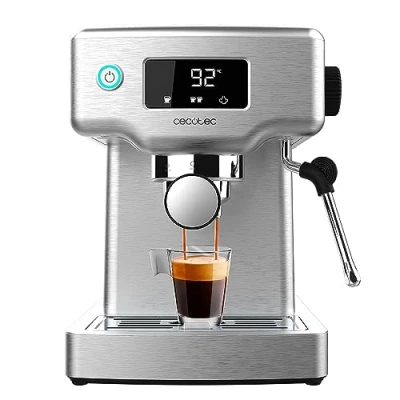 Immagine di Cecotec Caffettiera Power Espresso 20 Barista Compact. 1465 W, Thermoblock, bar, vaporizzatore, 2 tazze di caffè, serbatoio dell&#039;acqua rimovibile da 1,8 litri, vassoio riscaldante