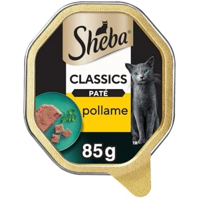 Immagine di Sheba Paté Classics, Cibo per Gatto con Pollame 22 Vaschette da 85 g, Totale: 1870 g
